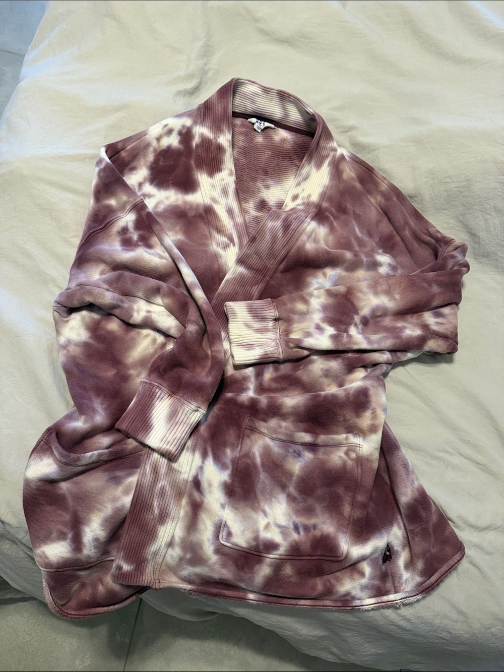 JOYLAB oversized Tie-Dye Sweatshirt Cardigan - maroon/White